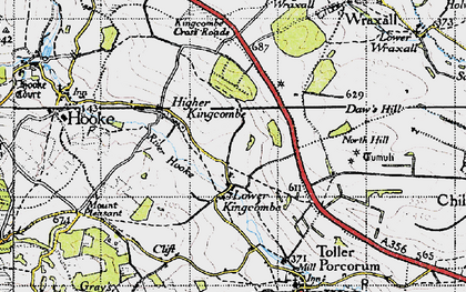 Old map of Lower Kingcombe in 1945