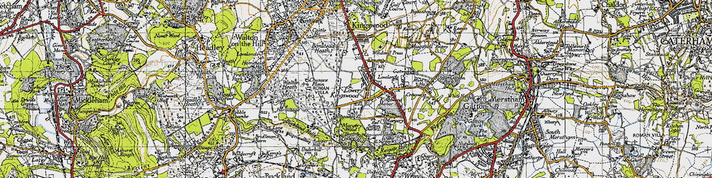 Old map of Lower Kingswood in 1940