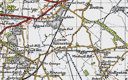 Old map of Lower Kinnerton in 1947