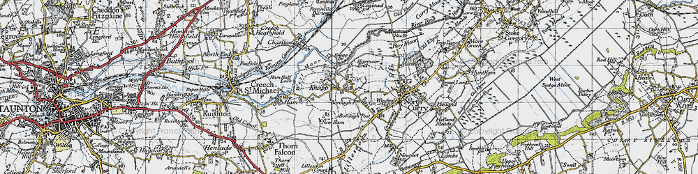 Old map of Lower Knapp in 1945