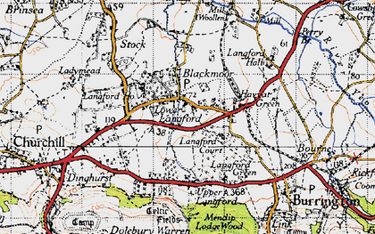 Old map of Lower Langford in 1946