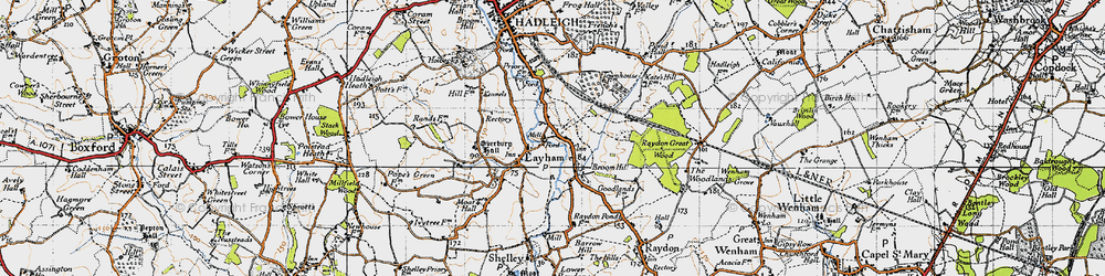 Old map of Lower Layham in 1946
