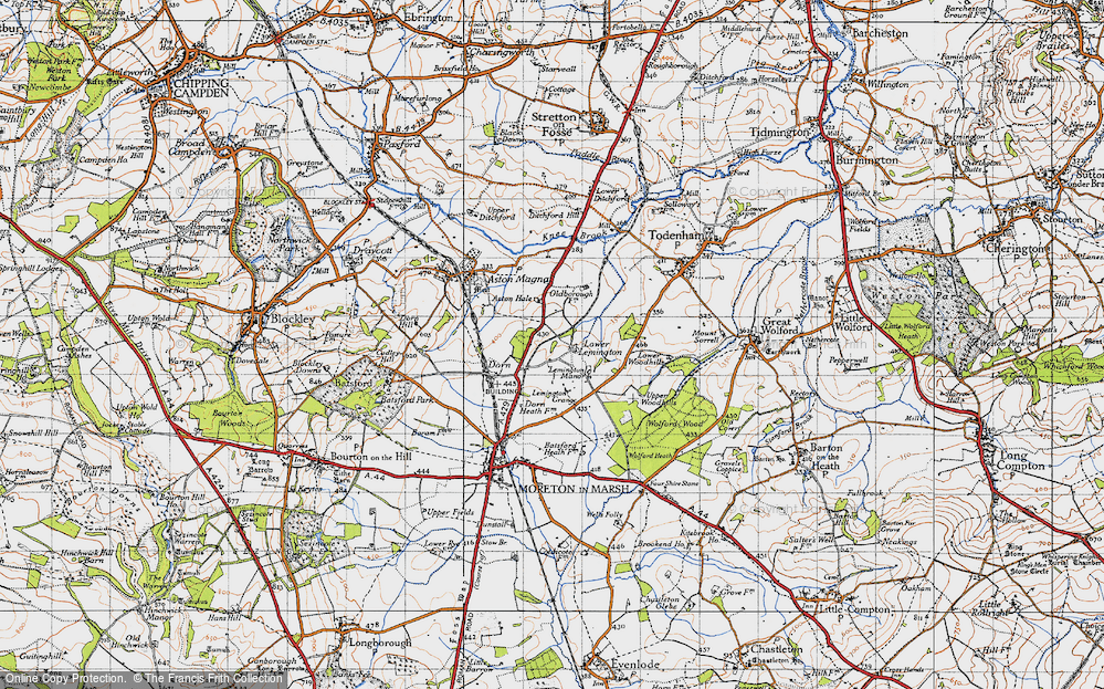 Old Map of Historic Map covering Lemington Grange in 1946