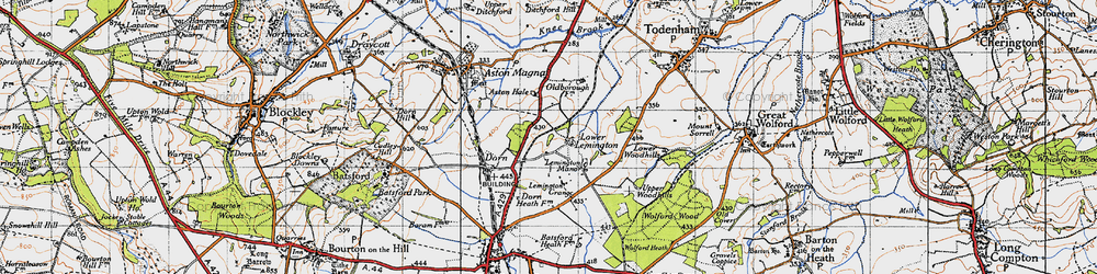Old map of Lower Lemington in 1946