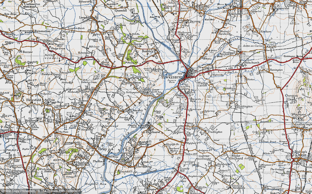 Old Map of Lower Lode, 1947 in 1947