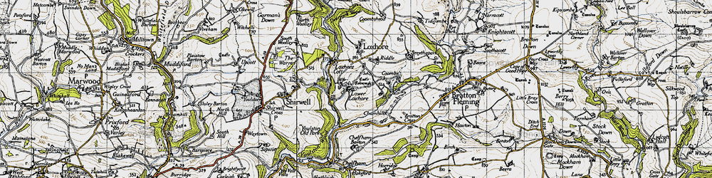 Old map of Lower Loxhore in 1946