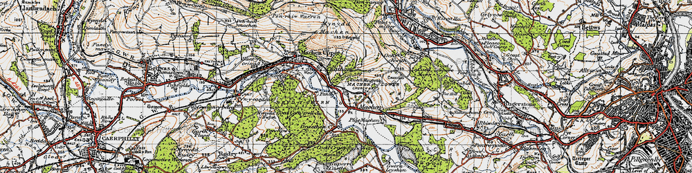 Old map of Lower Machen in 1947