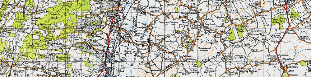 Old map of Lower Nazeing in 1946