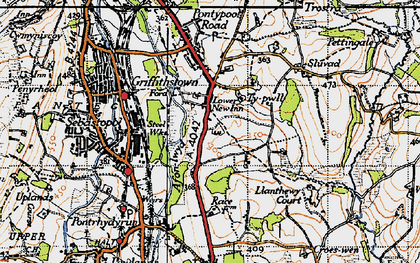 Old map of Lower New Inn in 1946