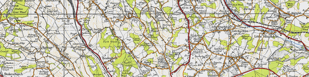 Old map of Lower North Dean in 1947