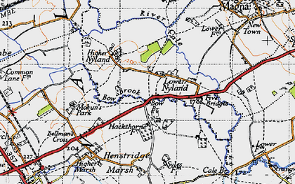 Old map of Lower Nyland in 1945