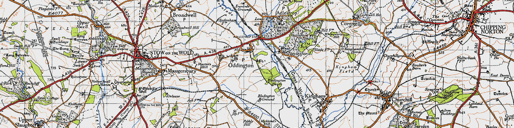 Old map of Bledington Grounds in 1946