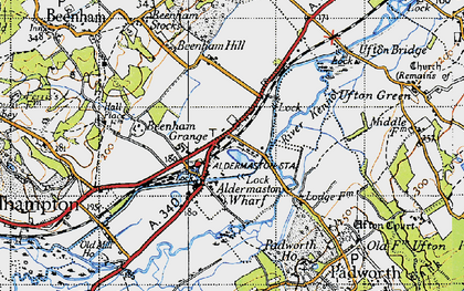 Old map of Lower Padworth in 1945