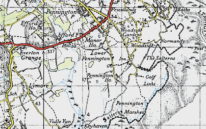 Old map of Lower Pennington in 1945