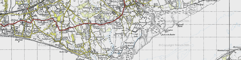 Old map of Lower Pennington in 1945