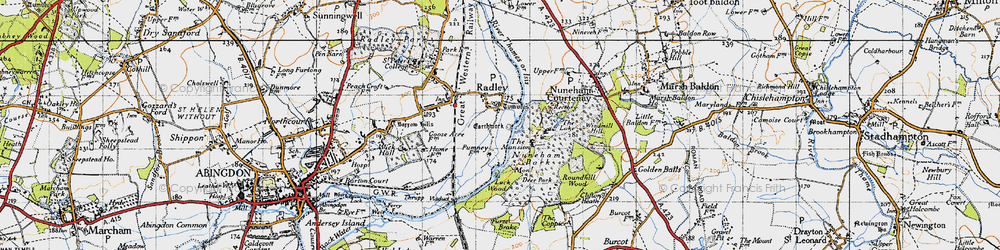 Old map of Lower Radley in 1947
