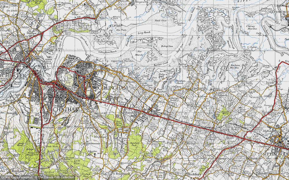 Old Map of Historic Map covering Otterham Creek in 1946