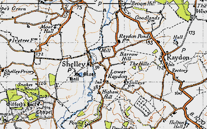 Old map of Lower Raydon in 1946