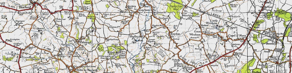 Old map of Lower Raydon in 1946