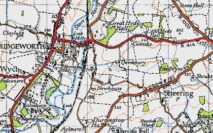 Old map of Sheering Hall in 1946
