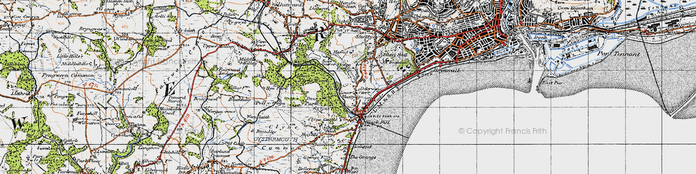 Old map of Lower Sketty in 1947