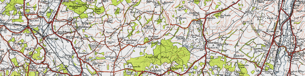 Old map of Lower Slackstead in 1945