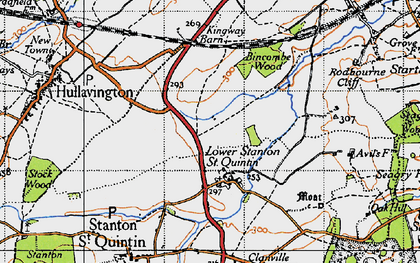 Old map of Lower Stanton St Quintin in 1947