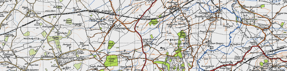 Old map of Lower Stanton St Quintin in 1947