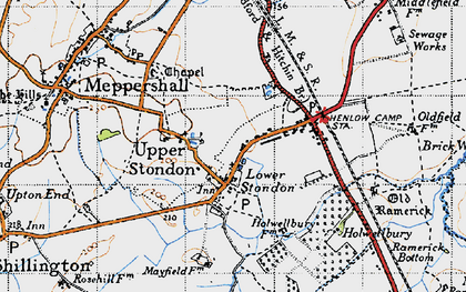 Old map of Lower Stondon in 1946