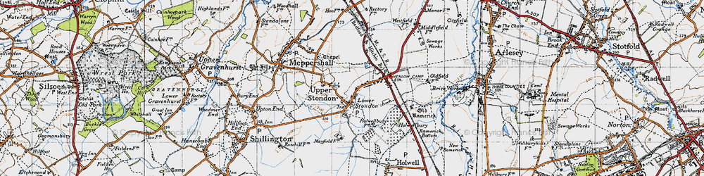 Old map of Lower Stondon in 1946