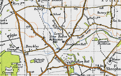 Old map of Breckles Hall in 1946