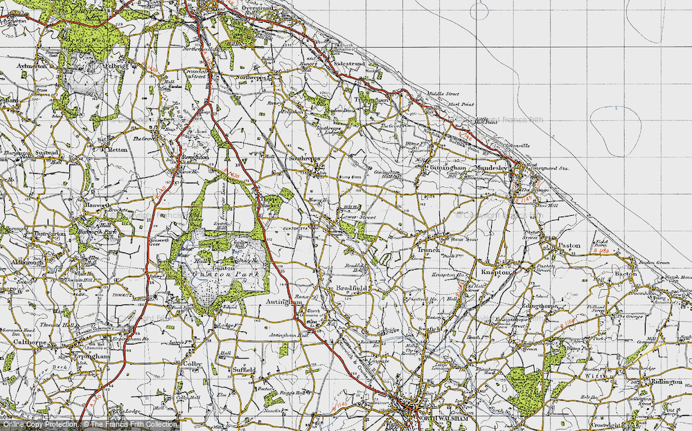 Old Map of Historic Map covering Southrepps Common in 1945