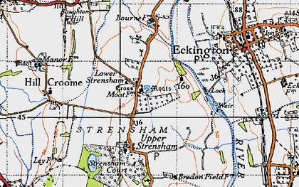 Old map of Lower Strensham in 1946