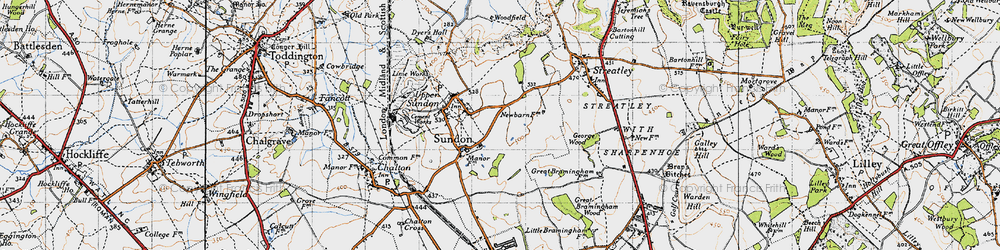 Old map of Lower Sundon in 1946