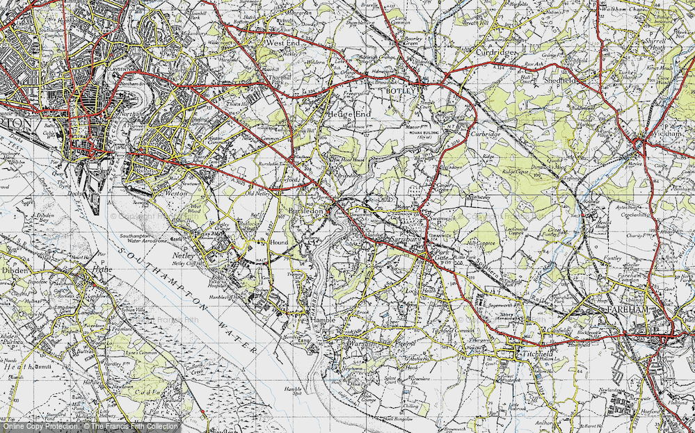 Old Map of Lower Swanwick, 1945 in 1945
