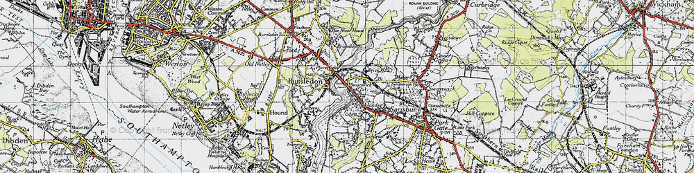 Old map of Lower Swanwick in 1945