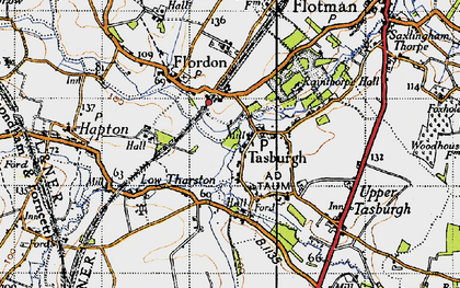 Old map of Lower Tasburgh in 1946