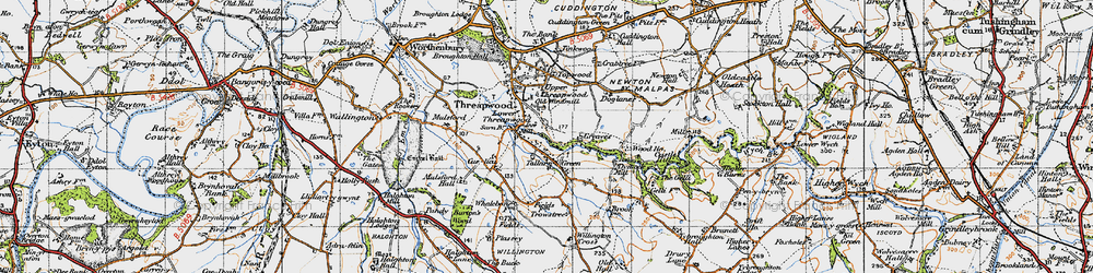 Old map of Lower Threapwood in 1947