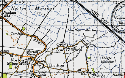 Old map of Lower Thurlton in 1946
