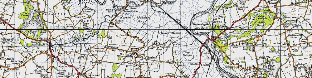 Old map of Lower Thurlton in 1946