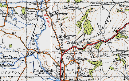 Old map of Lower Todding in 1947