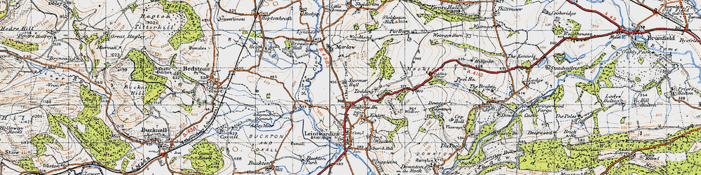 Old map of Lower Todding in 1947