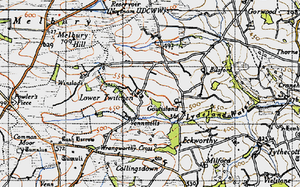 Old map of Lower Twitchen in 1946