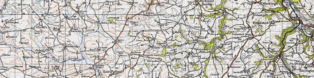 Old map of Lower Twitchen in 1946