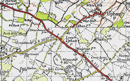Old map of Lower Upham in 1945