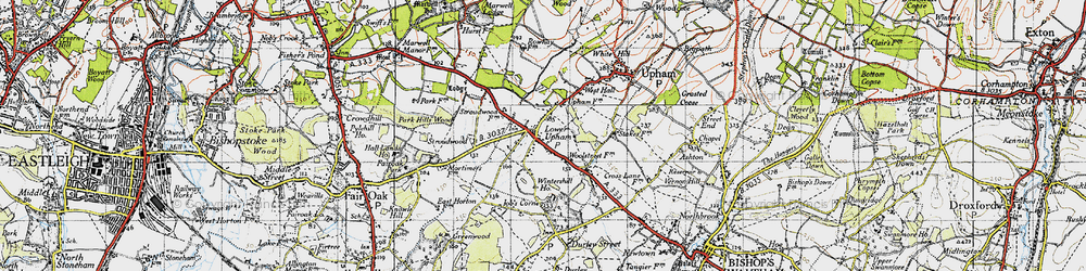 Old map of Lower Upham in 1945