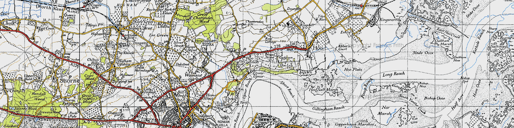 Old map of Lower Upnor in 1946