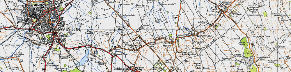 Old map of Lower Wanborough in 1947