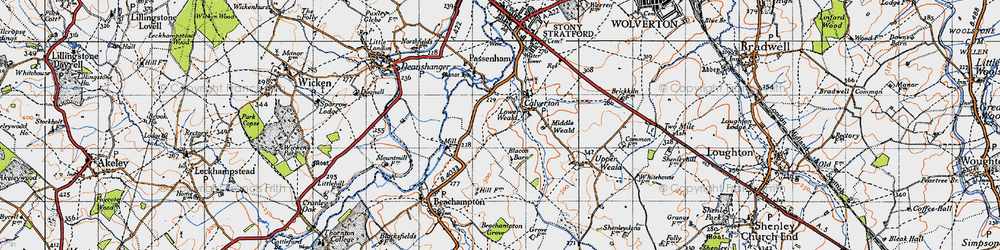 Old map of Lower Weald in 1946