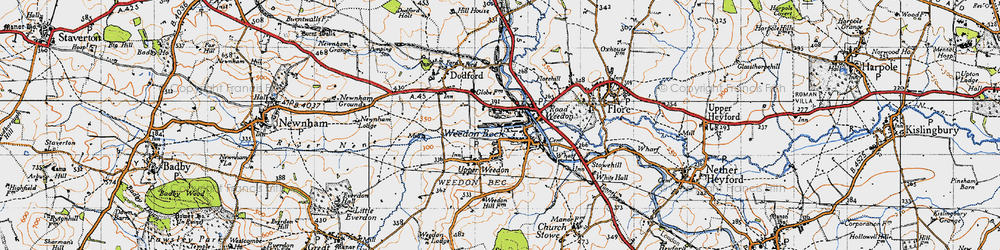Old map of Lower Weedon in 1946